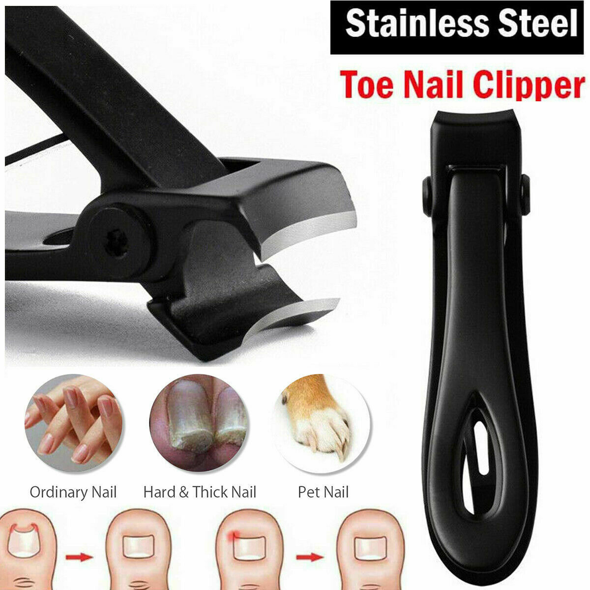 Stainless Steel Heavy Duty Wide Extra Large Thick Toe Nail Clippers Fingers Tool