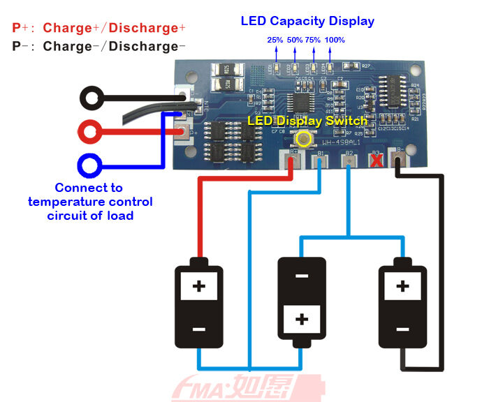 Protection Circuit Module 3S 8A PCM for 11.1V 10.8V Li-ion Li-Po Battery 3S8W001