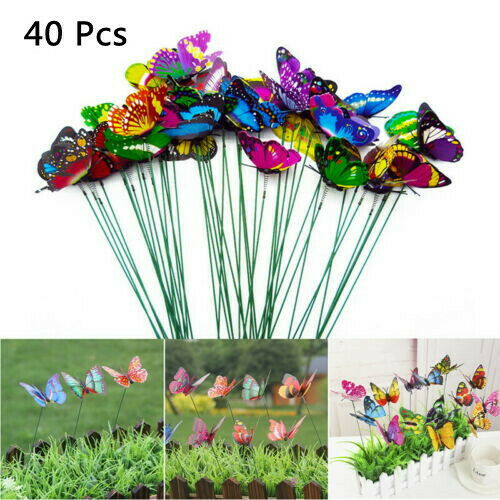 40pcs Butterfly Garden Metal Stake Patio Lawn Yard Wedding Outdoor Decorations !