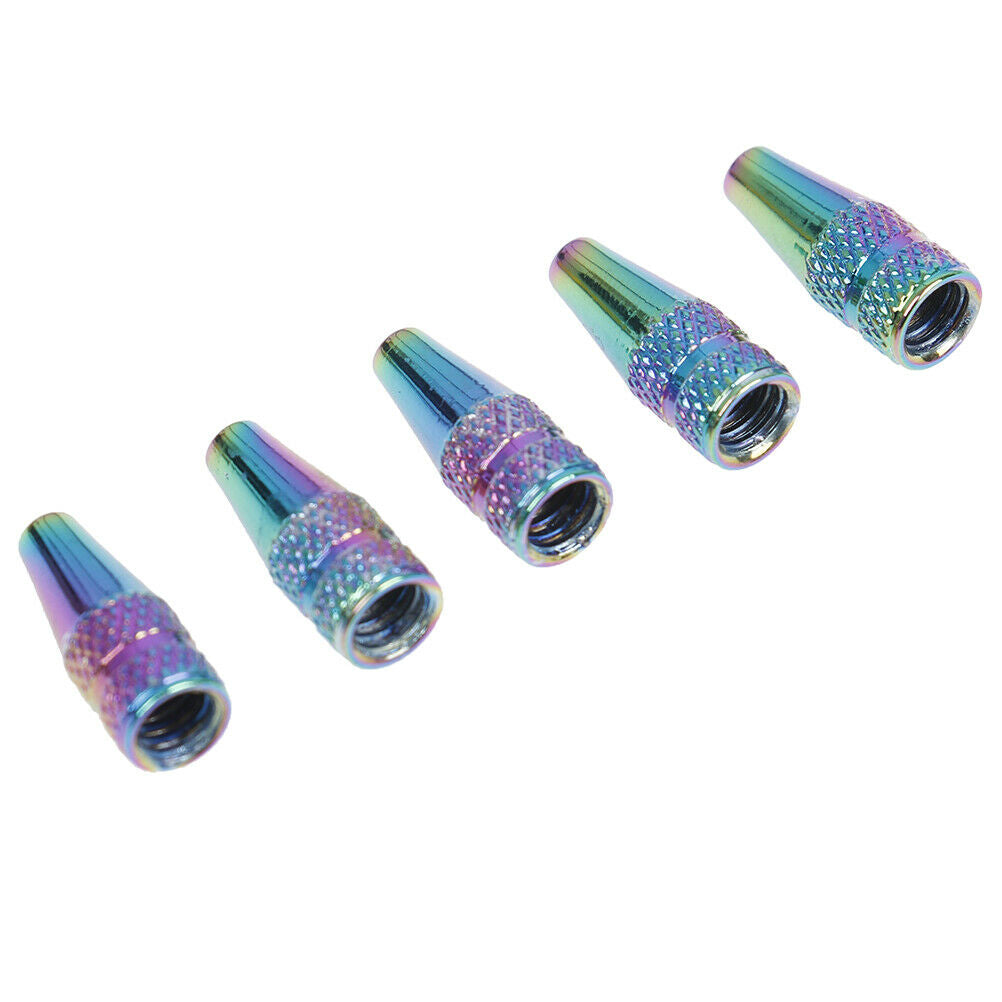 5Pcs Rainbow Bicycle Tire Valve Cap Tyre Valve Stem Aluminum Alloy Dust CoveE FG