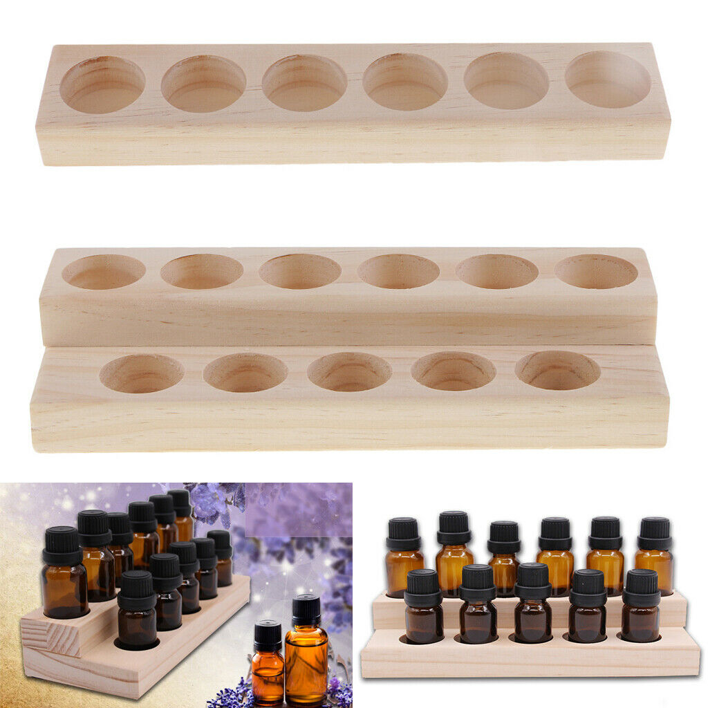 2Set Wooden Essential Oil Display Stand Rack Organizer Shelf Total 17 Bottle