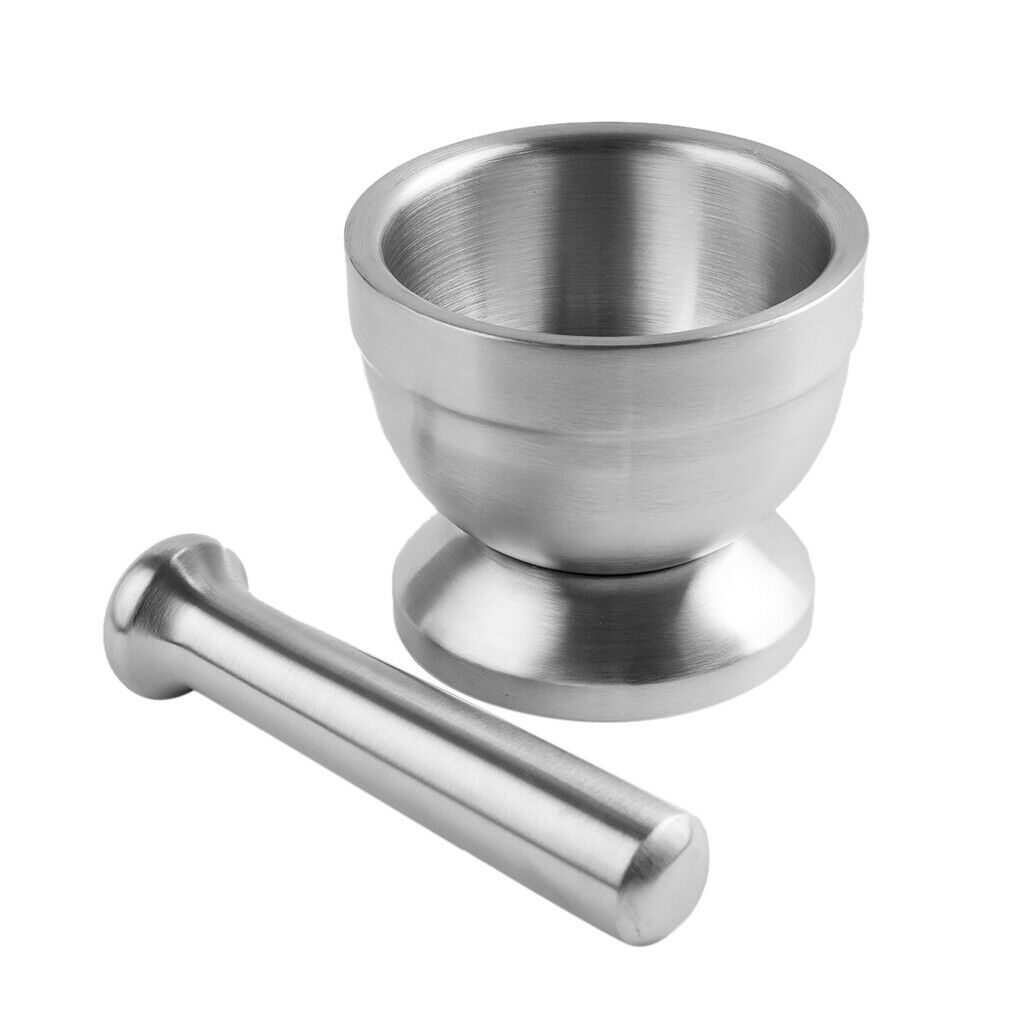 Stainless Steel Mortar and Pestle Polished Spice Herb Grinding Bowl Paste
