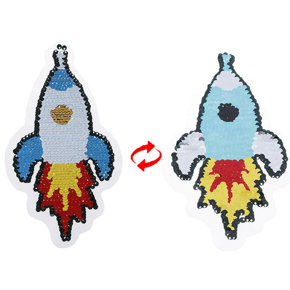 rocket reversible change color sequins sew on patches for clothes diy app.l8