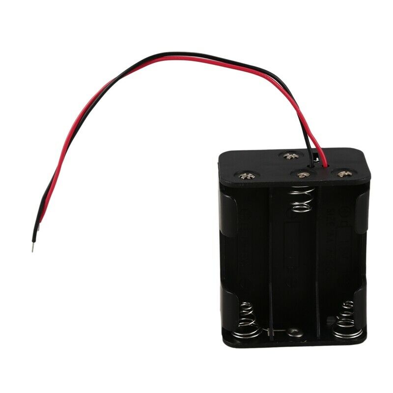 15cm Leads Dual Layers Black Plastic 6 x 1.5V AA Battery Case Holder U9D1D1