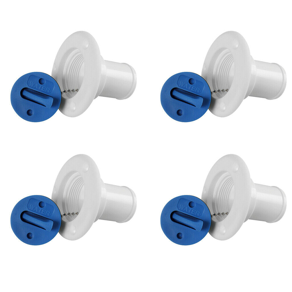 4 Pieces Nylon Boat Yacht Water Deck Filler for 38mm Socket with Blue