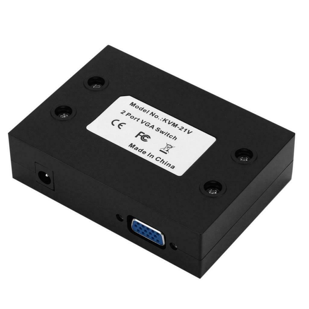 1 Monitor to 2 PC 2-port SVGA VGA Manual Sharing Switch Switcher Box Selector