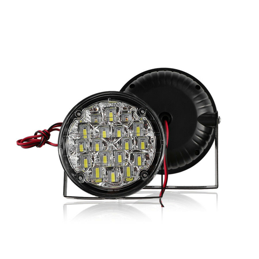 Car DRL Daytime Running Light Fog Lights Lamp DRL Fog Lamp 2pcs 18 LED Round 12V