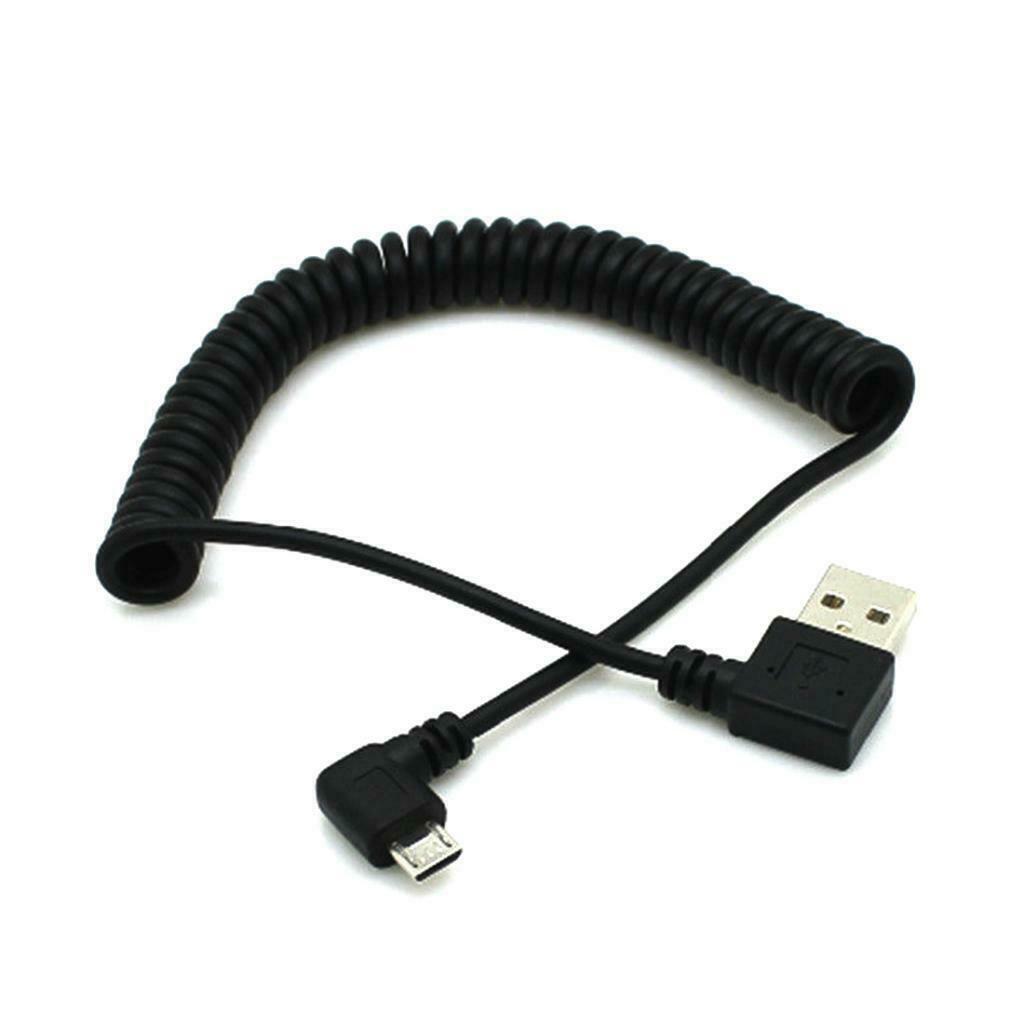 1m USB 2.0 Male to Micro USB Male Spring Cable Left Angle Connector Rope