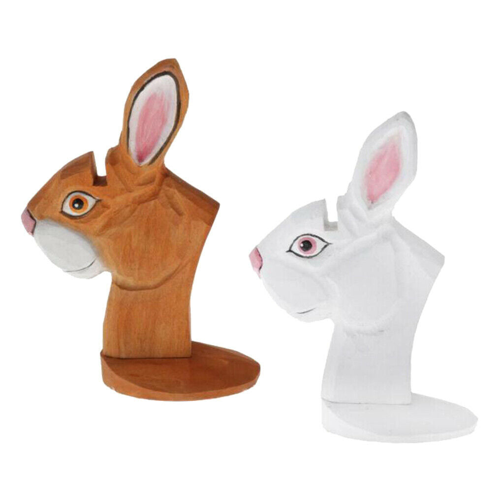 2pcs Wood Carving Rabbit Eyeglasses Holder Stand Rack Spectacles Display