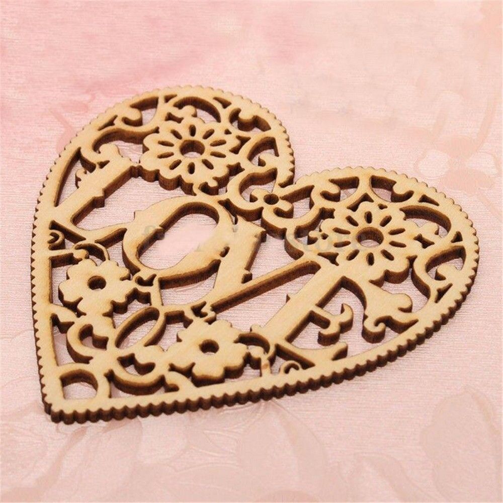 Set of 5 Wood Love Heart Ornament Christmas Wedding Birthday Party Decorations