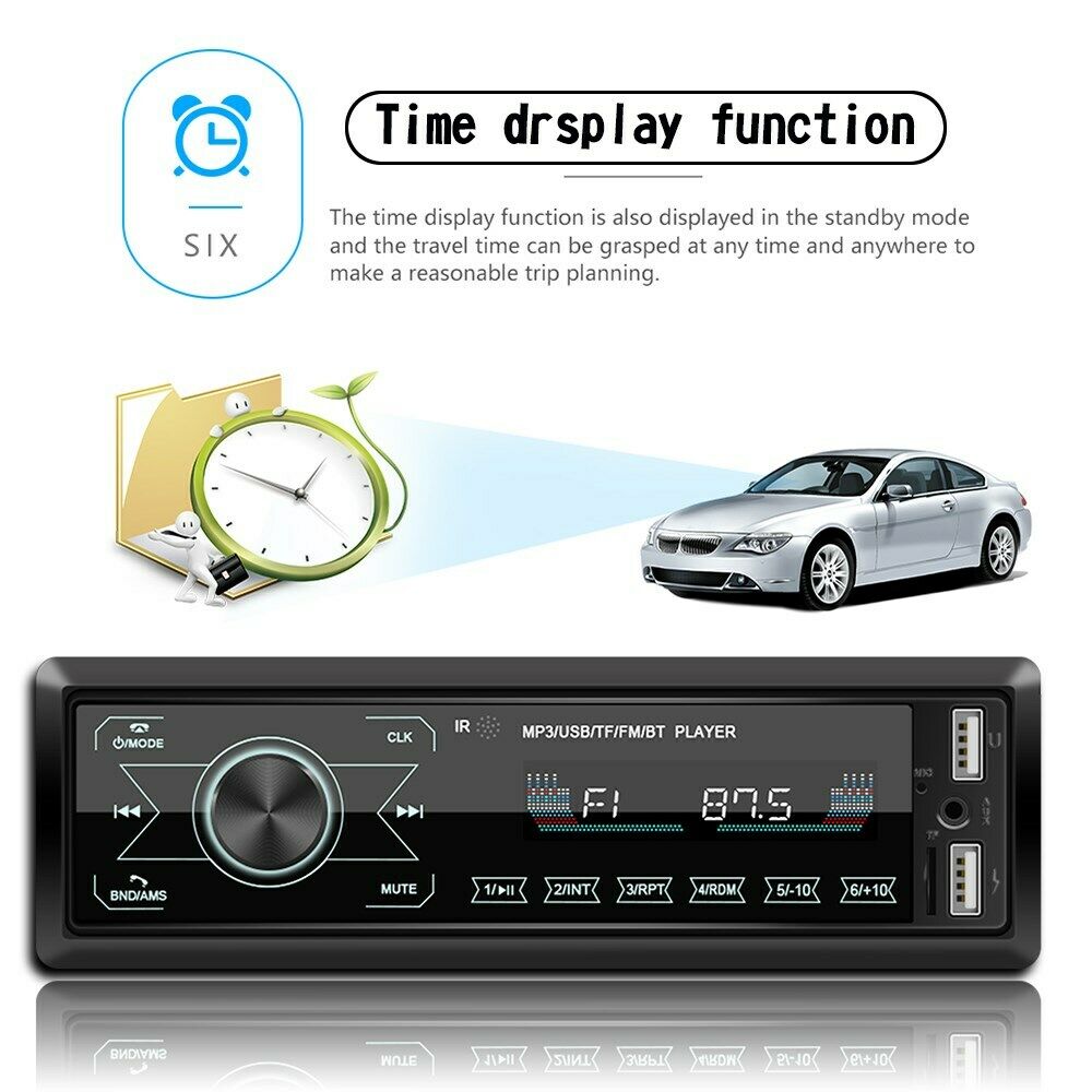 Single-DIN Touch Screen HD Car Stereo In Dash MP3 Player Bluetooth FM USB Radio