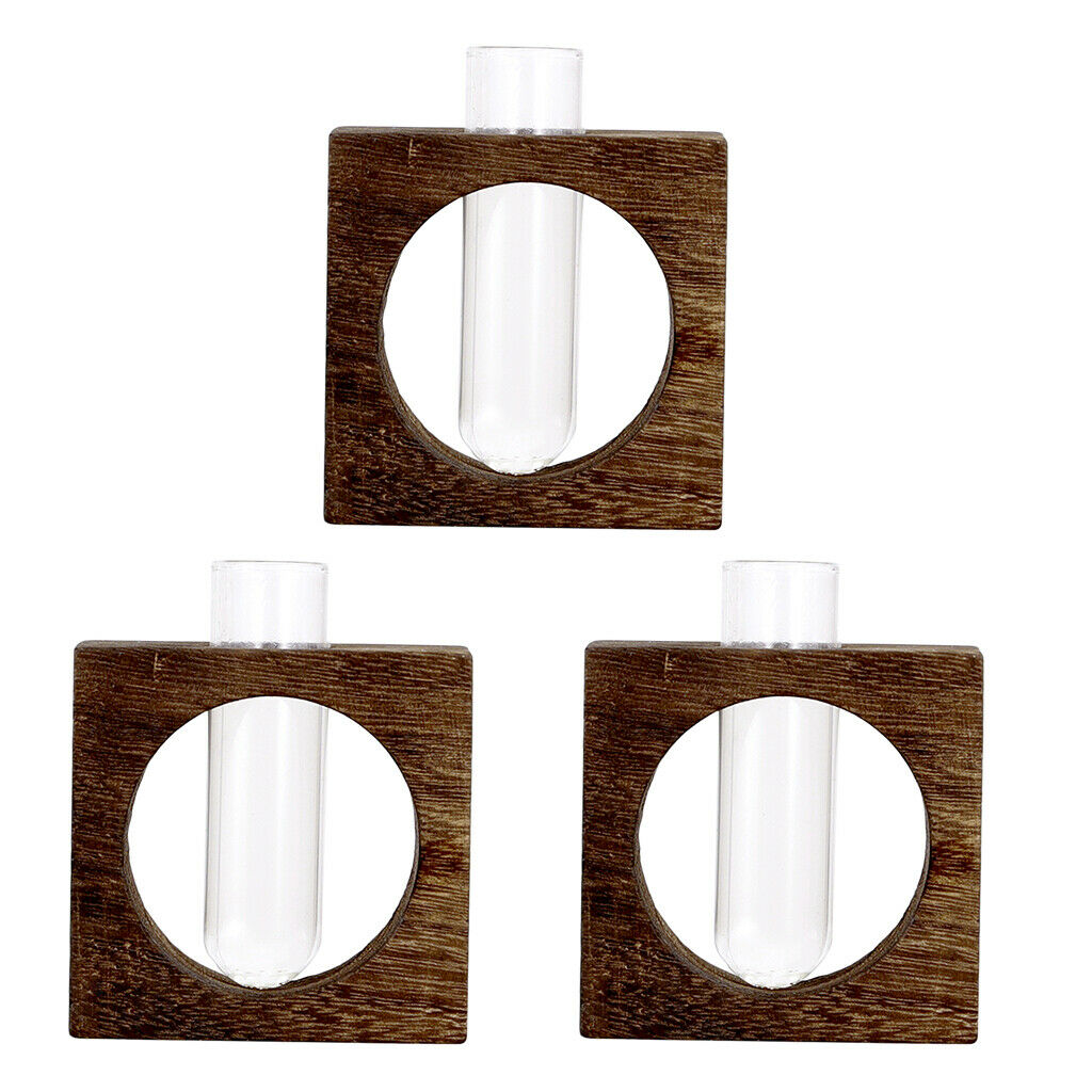 3pcs Tabletop Test Tube Glass Vase Hydroponic Plants Planter Flowerpot