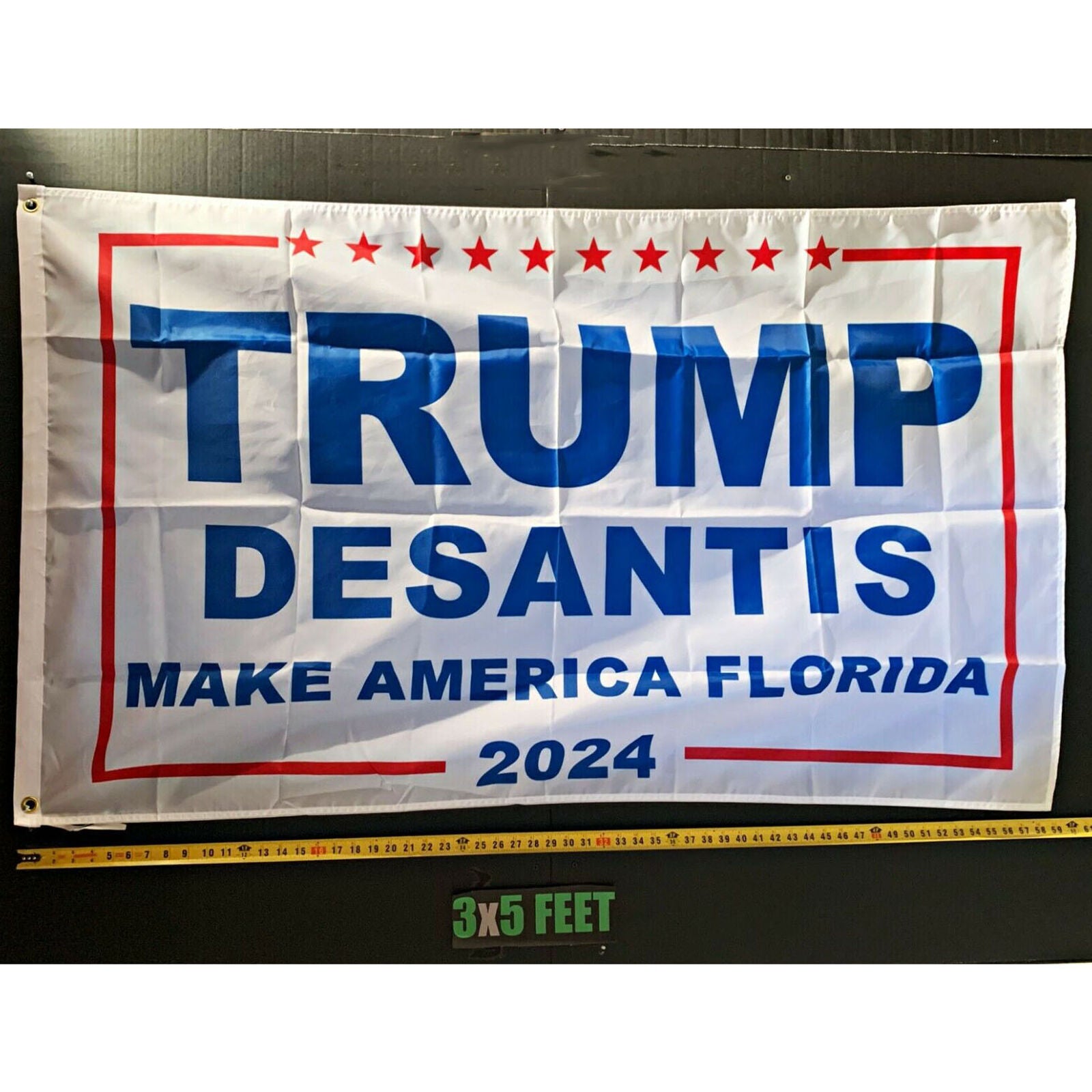 Donald Trump Flag Desantis 2024 White USA America Sign 3x5
