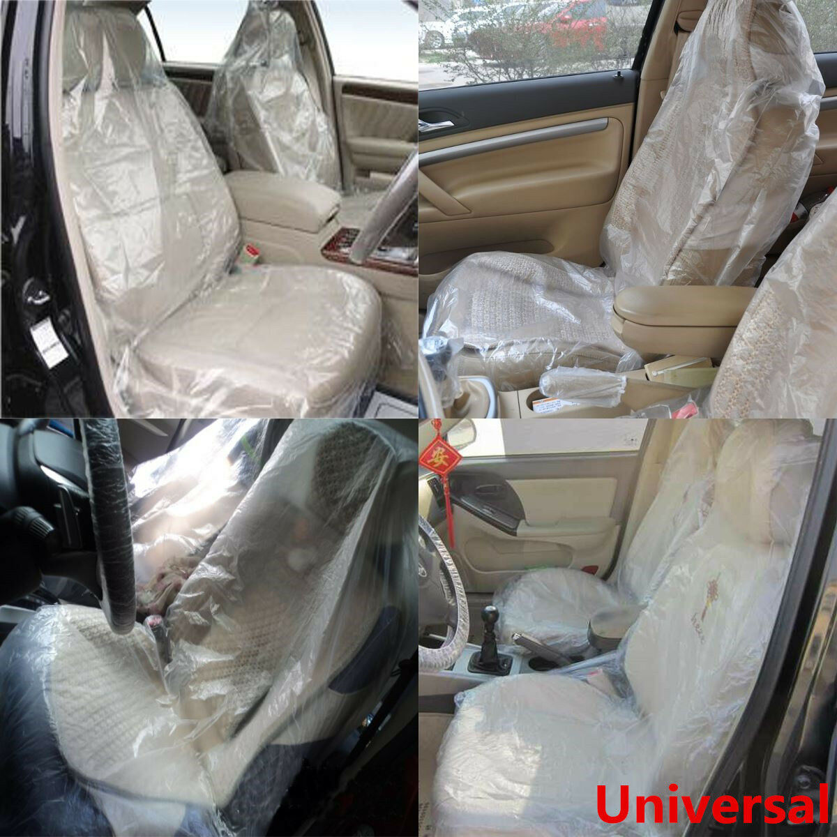 New  Universal 100PCS Car Auto Clear Disposable Plastic Seat Films Cover Covers
