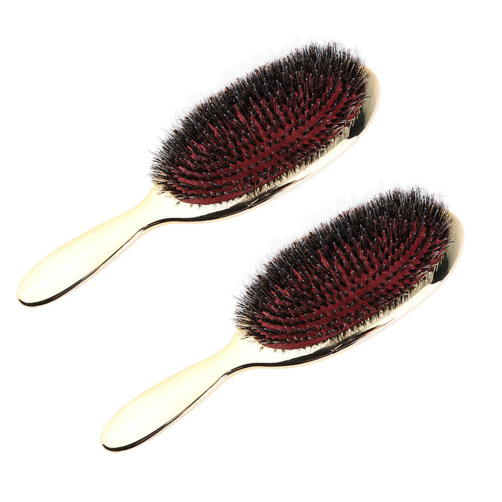 Set of 2 Boar Bristle Nylon Pins Hair Brush for Long Thick & Tangled Hair