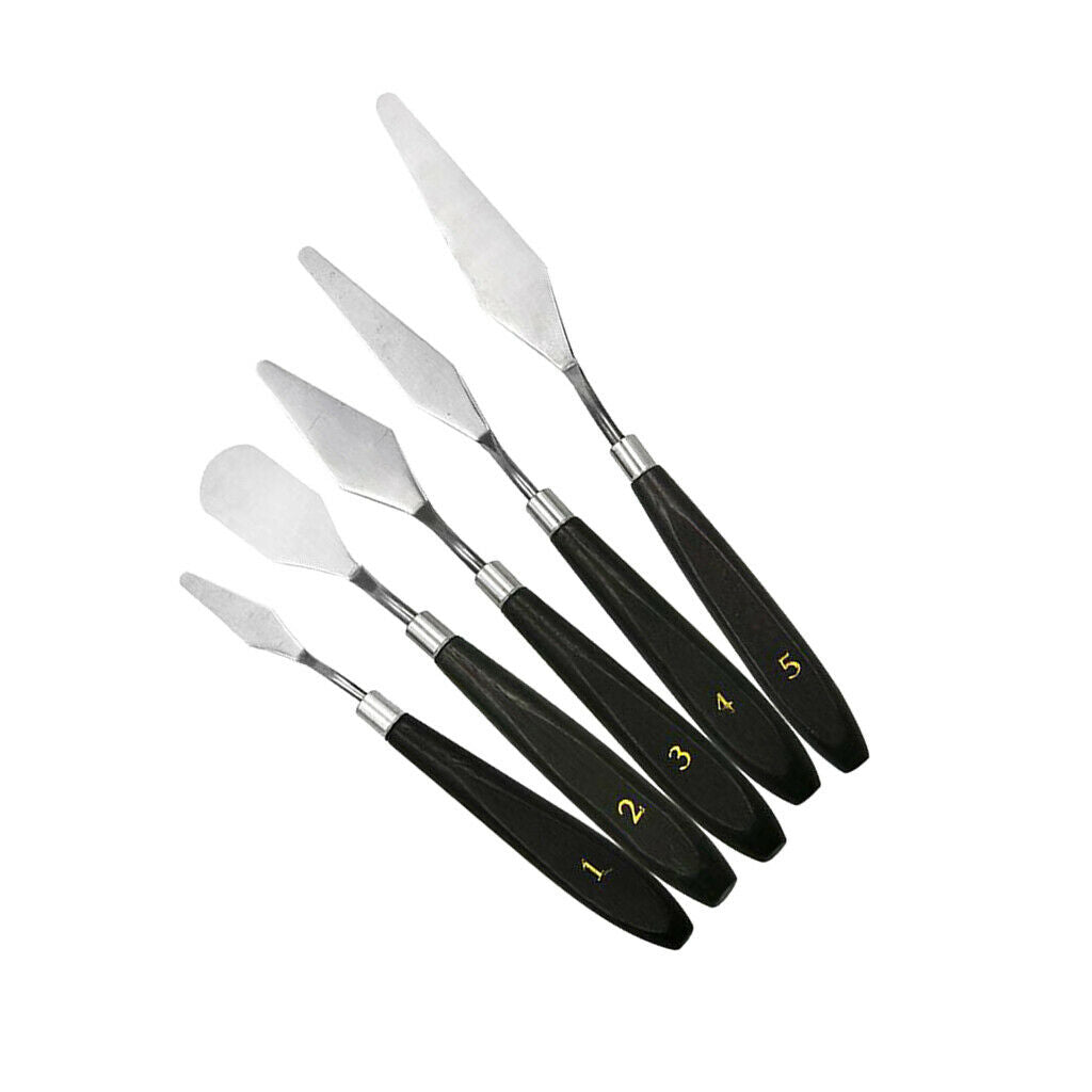 5-piece paint scraper set stainless steel and wooden spatula set for