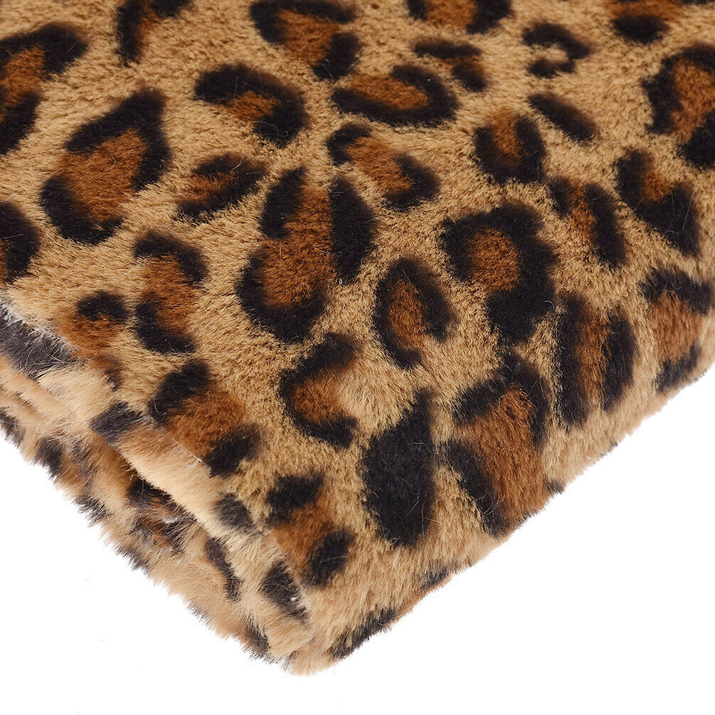 50x160cm Leopard Printed Fur Plush Fabric DIY Sewing Accessory Clothes Bag Decor