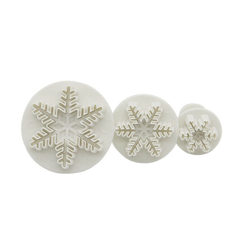 3pcs/Set Snowflake Plunger Cutter Cake Mold DIY Fondant Cake Sugarcraft D.l8