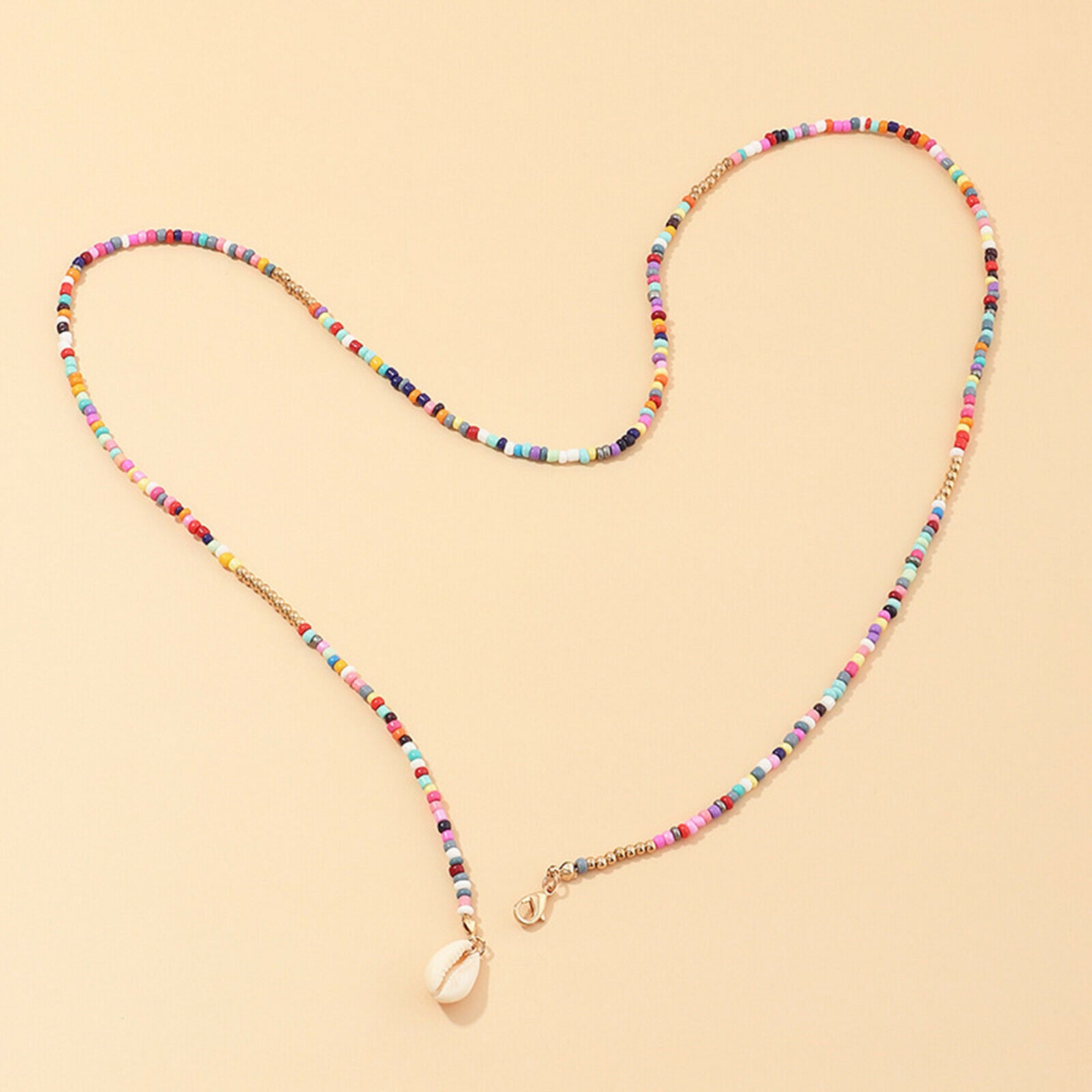 Ladies Girls Alloy Trendy Beads Colorful Shell Necklace Beach Chain Fashion