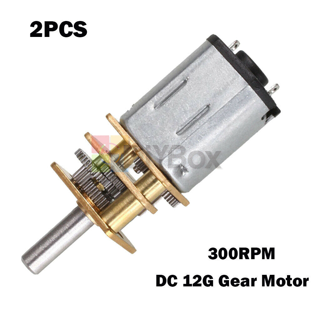 [2PCS] N20 12V 300RPM Micro Speed Reduction Gear Motor With Metal Gearbox Wheel