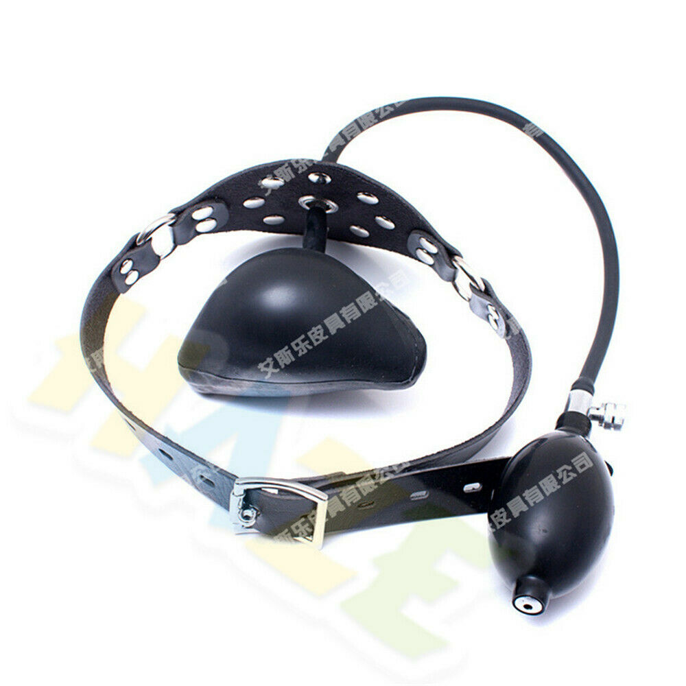 Bondage Inflatable Leather Ball Mouth Gag Choker Harness Ball Dribble Gag Slave