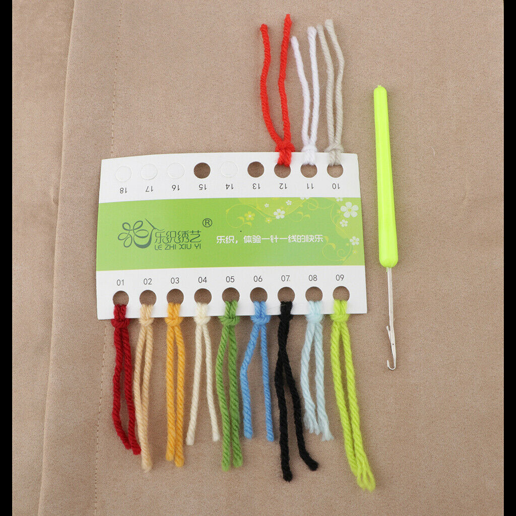 1 Set Seaside Landscape Latch Hook Kit with Basic Tools 17x17in Handicraft