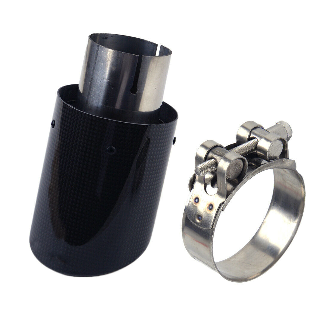 Muffler Tail End Tips Gloss Carbon Fiber Car Auto SUV Round Exhaust Pipe An