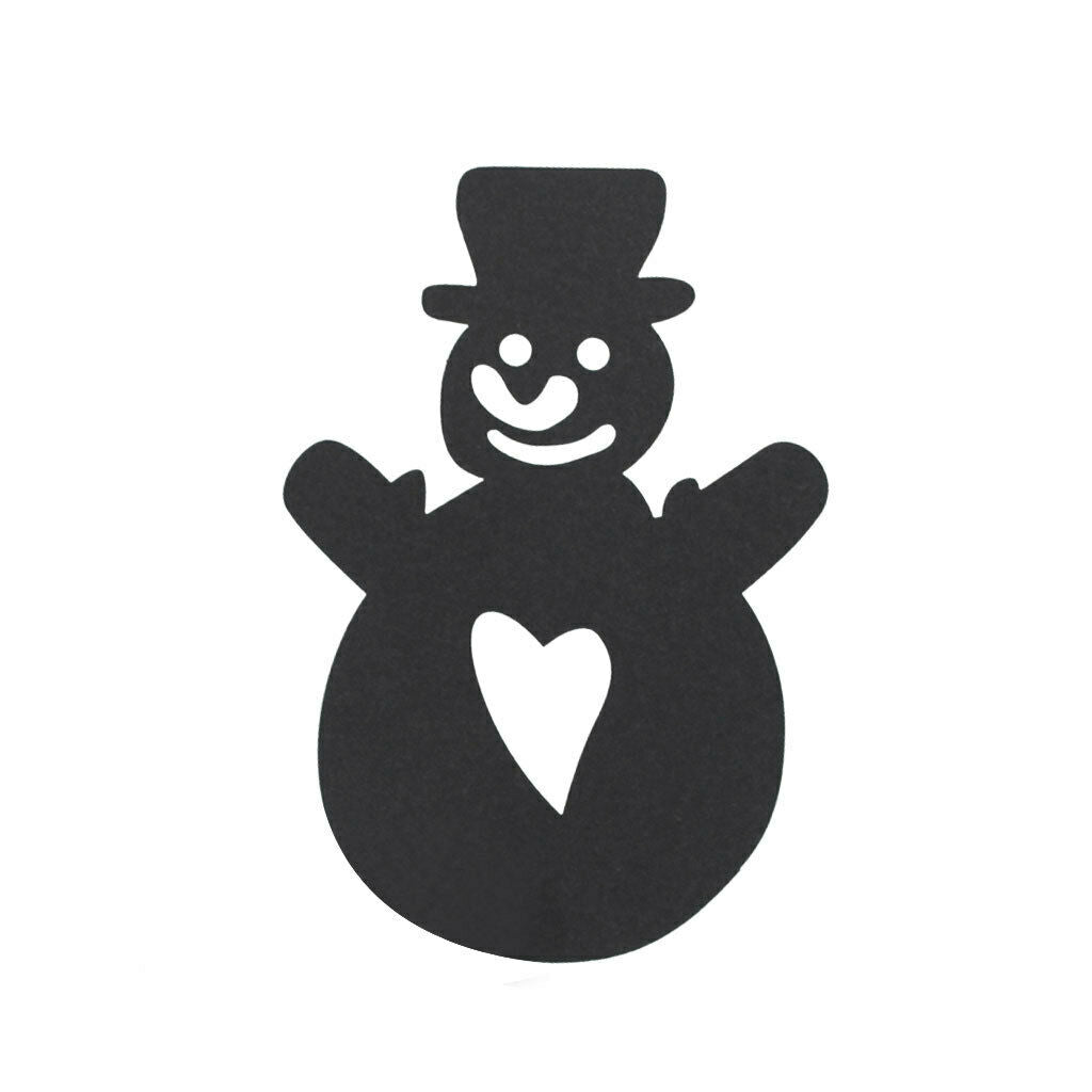 50pcs Christmas Snowman Glass Place Cards Table Mark Wine Cup Decor Black