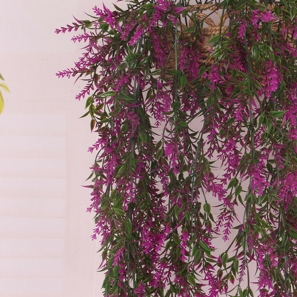 Plastic Artificial Weeping Grass Stem Vine Outdoor Garden Decor Purple