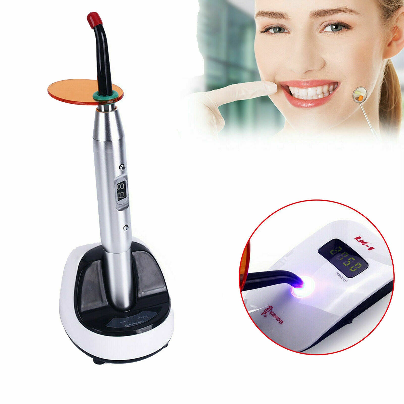 Dental Cordless LED Orthodontics Curing Whitening Lamp 12W 2700mw/cãŽ¡ Metal