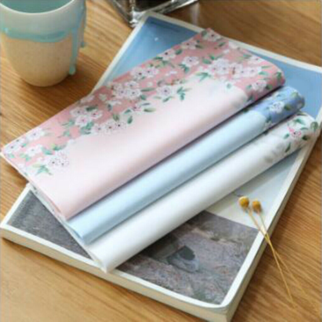 3pcs Women Cotton Handkerchiefs Flower Floral Hanky Kerchiefs Ladies Hankie