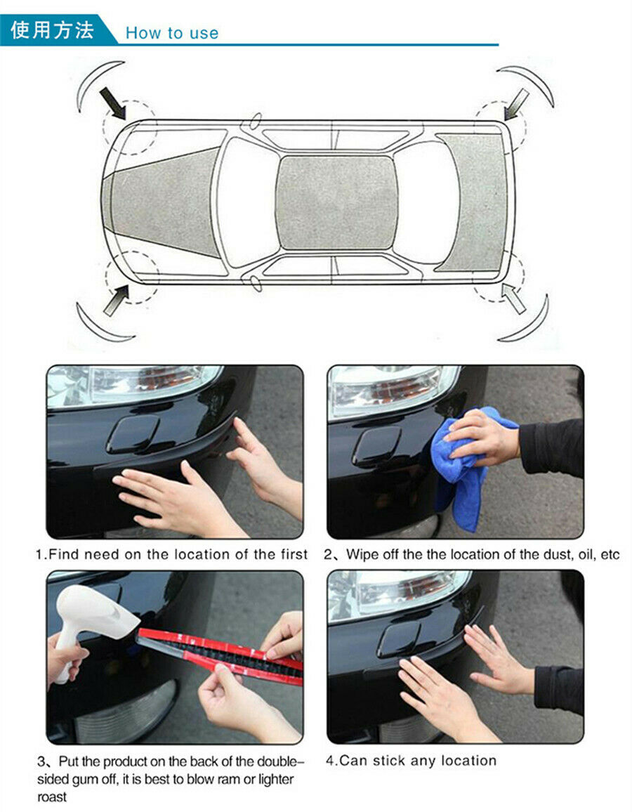 400mm Car Front Rear BUMPER LIP/SIDE SCRATCH PROTECTOR STRIP GUARD 2pcs
