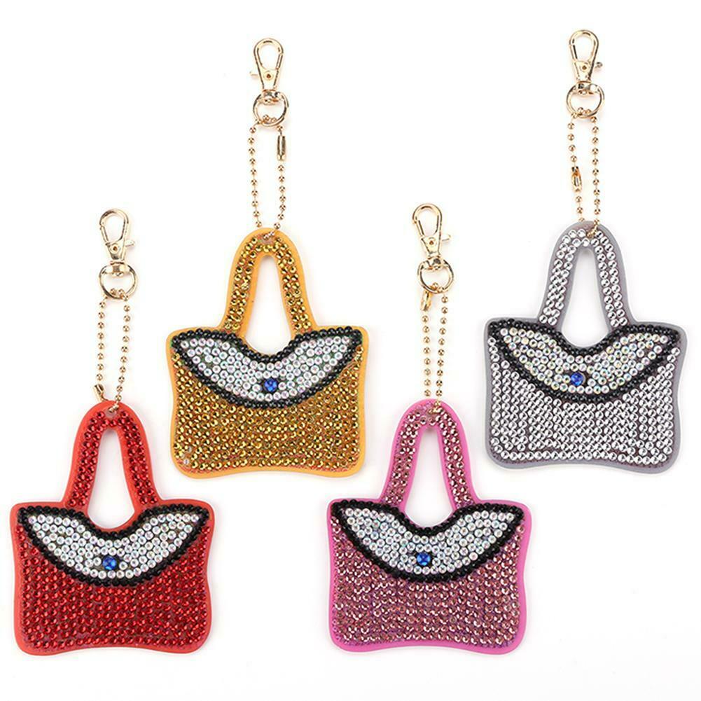 4pcs DIY Full Drill Special Shaped Diamond Painting Keychain Women Pendant @