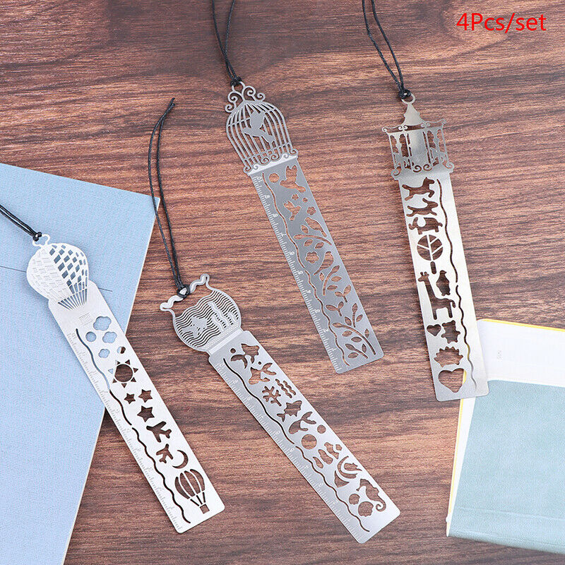 4 pcs/lot  Metal Hollow Clips Bookmark Ruler stationery Student School Su.l8