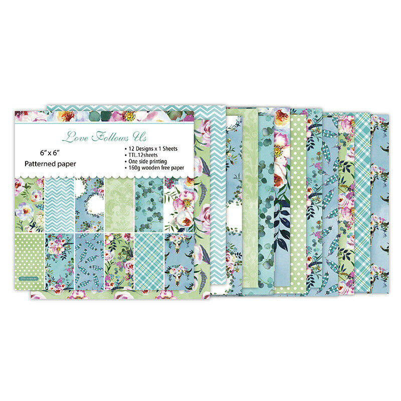 12x Flower Paper Pad Single-sided Scrapbooking Journal Photo Album Card Craft