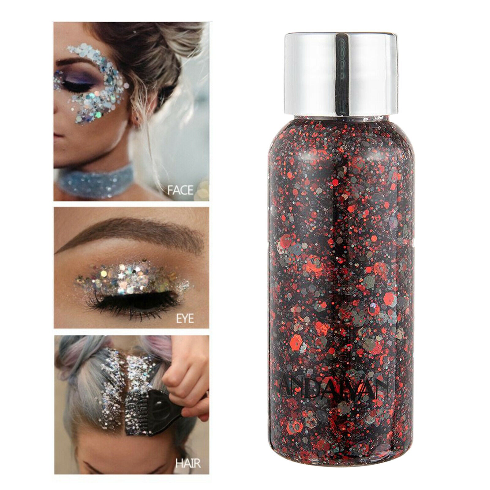 Cosmetic Chunky Glitter Gel Body Eyeshadow Lips Hair Makeup Decoration 35g 8