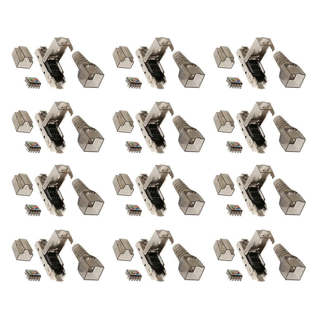 12Pcs Cat6  Ends,Cat6a / Shielded Cat5e  Connector, Ethernet Cable Crimp