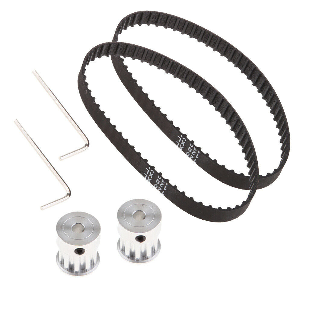 2x 120 XL Timing Belt 10 Teeth 5mm Bore Pulley Wheel for CNC Lathe Accs