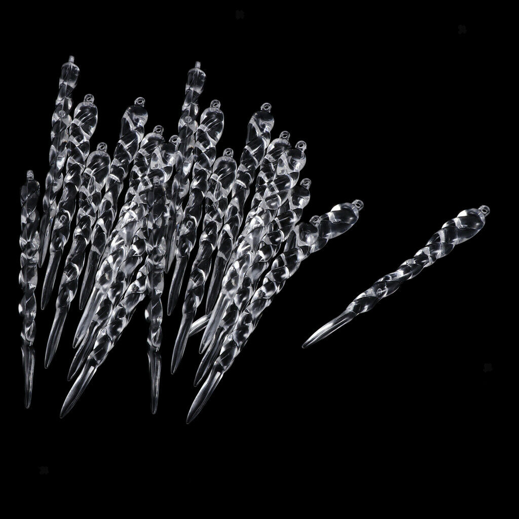 20Pieces Clear Acrylic Icicle Pendants Christmas Ornaments Icicle Decorations