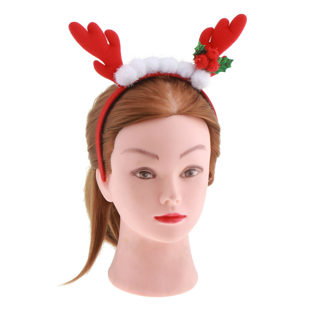 Christmas Headband Reindeer Antler Hair Hoop Christmas Costume Party Red