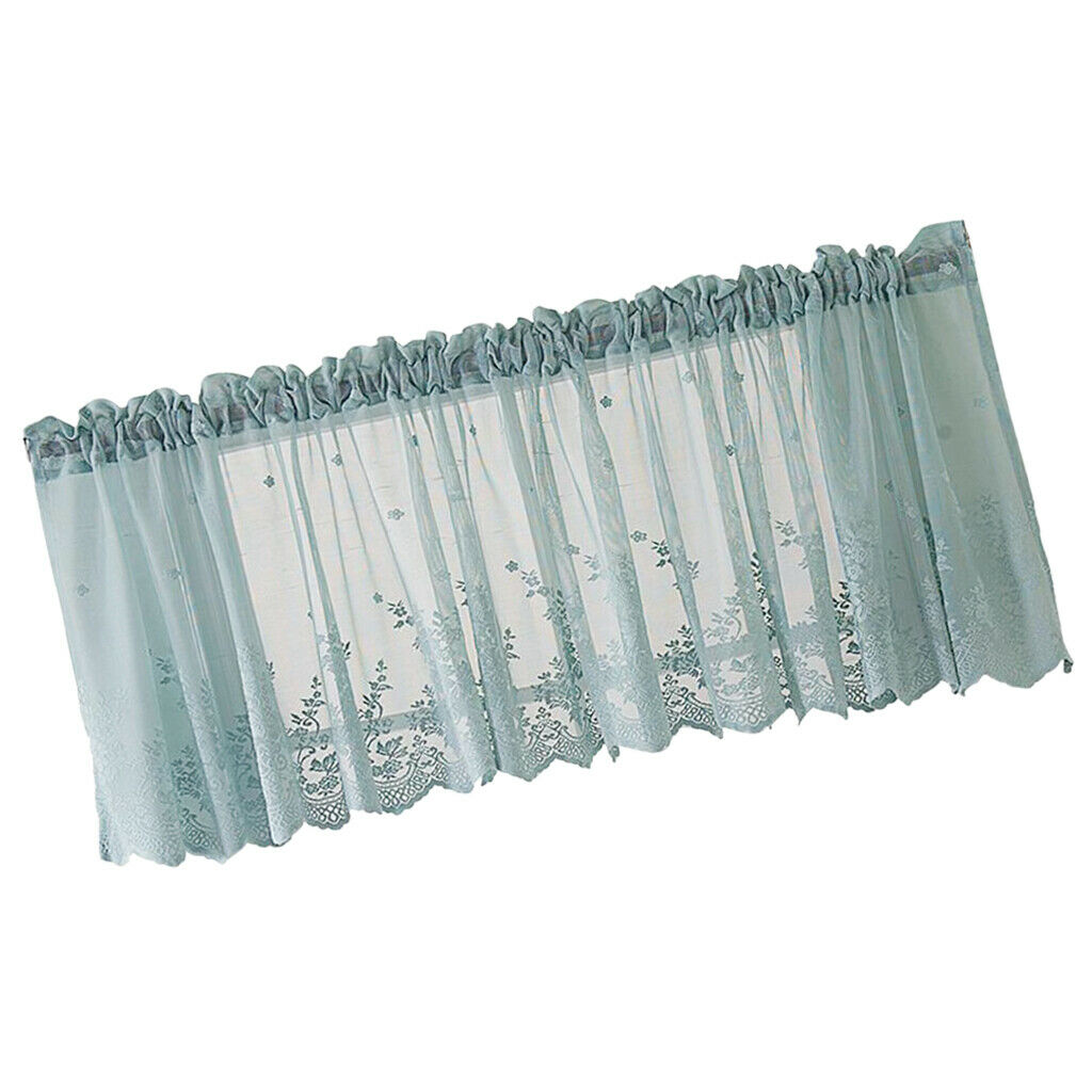 Pack 2 Embroidered Voiles Panel Kitchen Window Valances Decorative 54x24inch