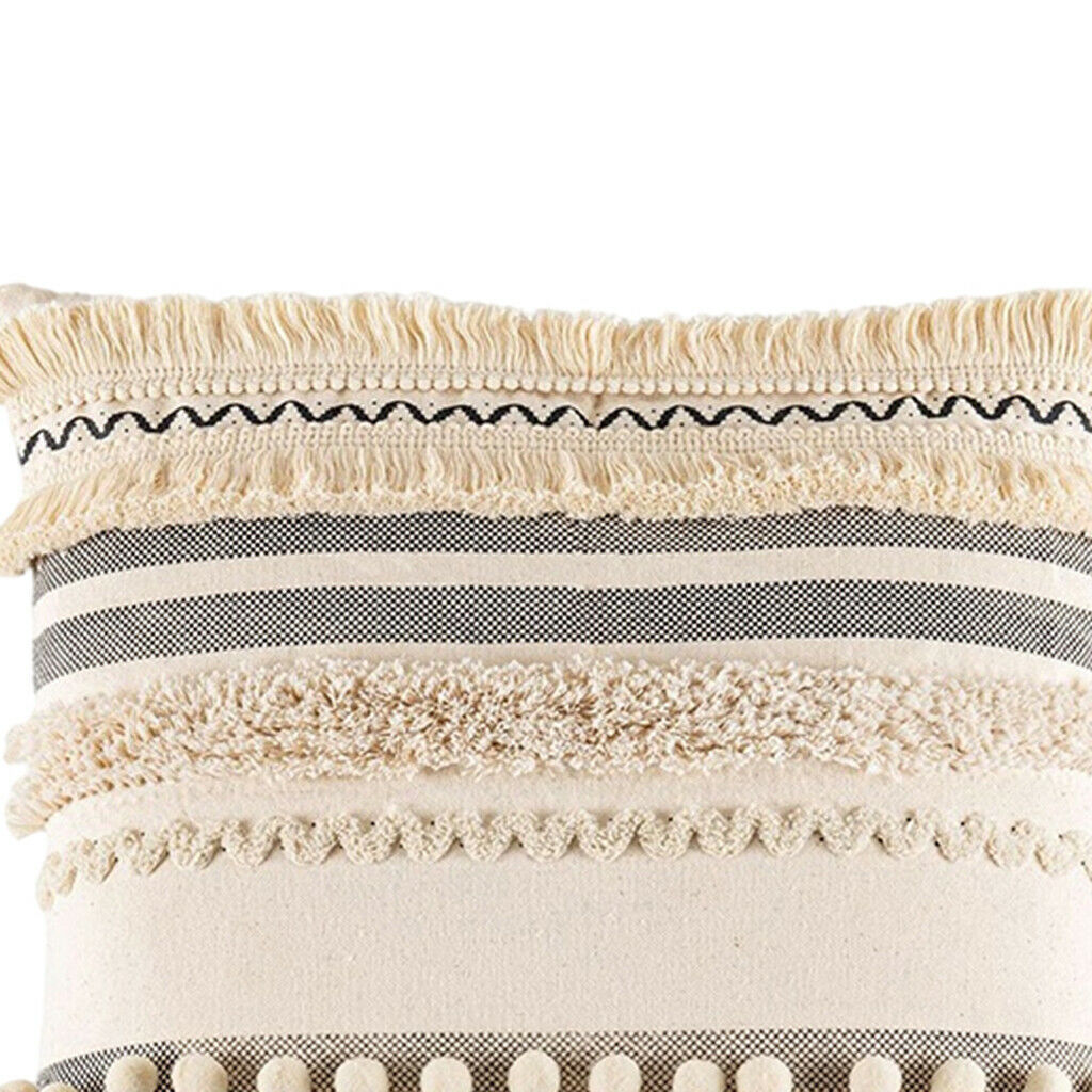 Moroccan Boho Throw Pillow Cover Square Woven Tufted Cushion Covers Beige