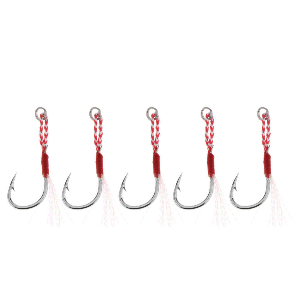 15x Saltwater Jigging Assist Hook Solid Ring Deep Sea Fishing Hook 10/11/20#