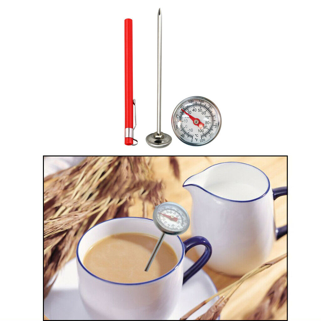 Stainless Steel Milk Frothing BBQ Instant Read Probe Dial Thermometer Sets