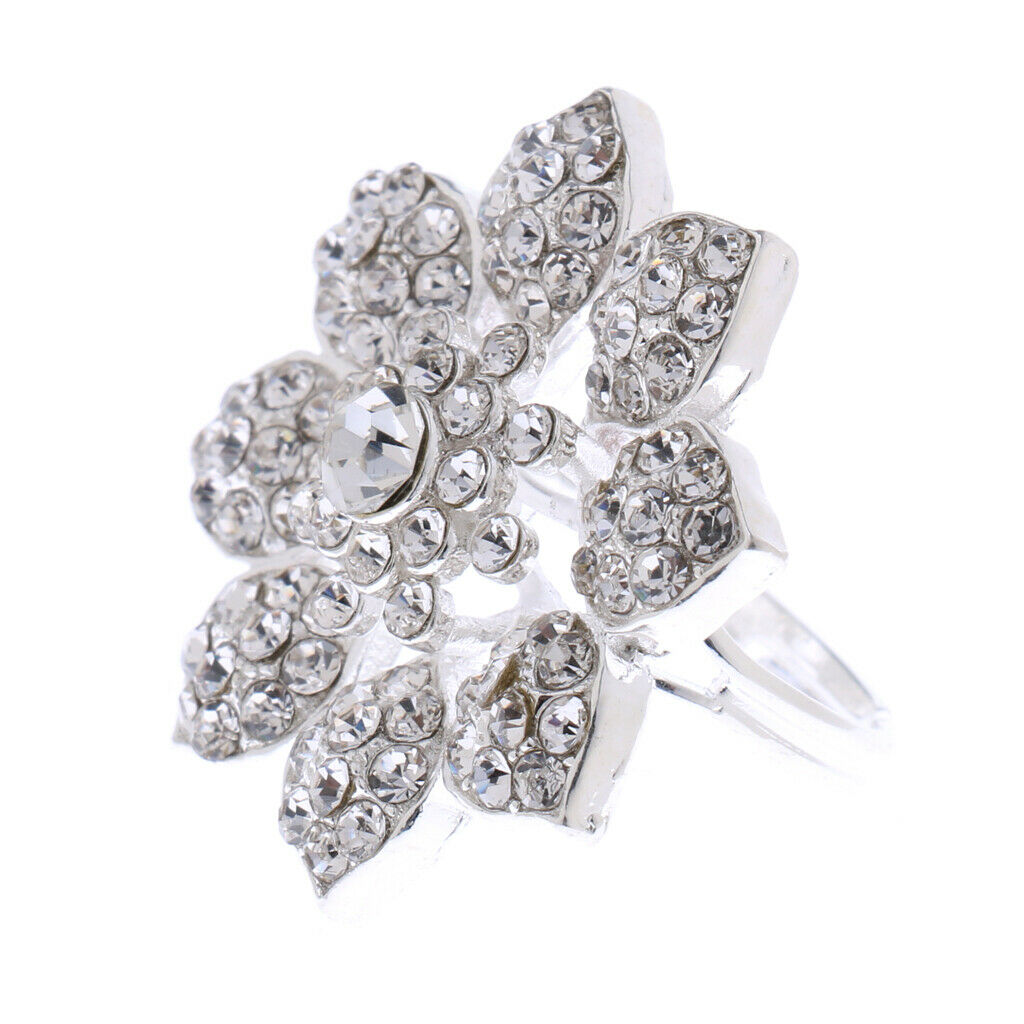Fashion Diamante Rhinestone Flower Wedding Party Christmas Ring Copper Ring