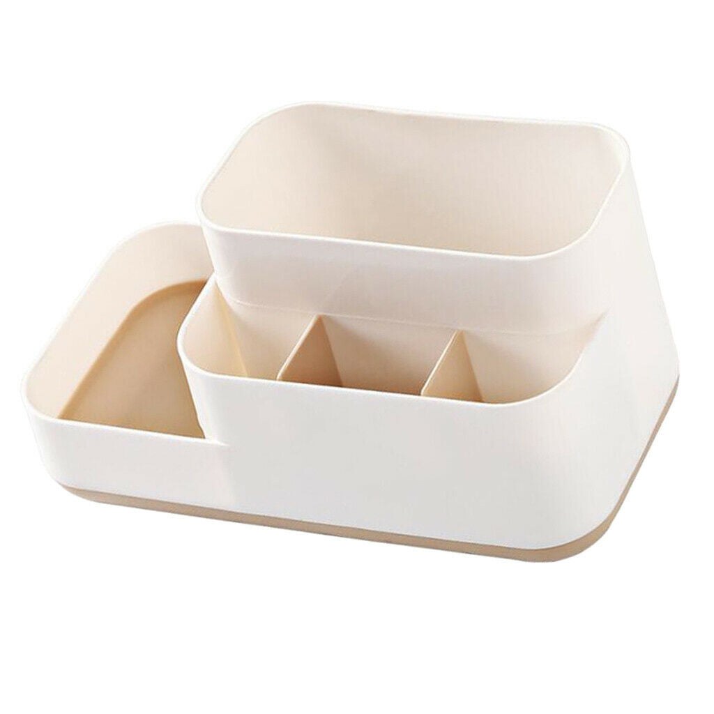 Makeup Storage Box Organizer Makeup Display Brush Holder Bathroom Khaki