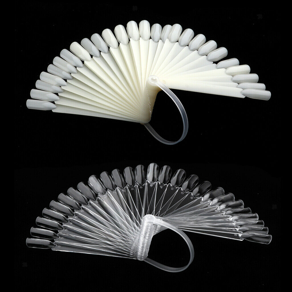 Total 64 Tips Fan-shaped Nail Art Tips Display Board for Salon Home DIY