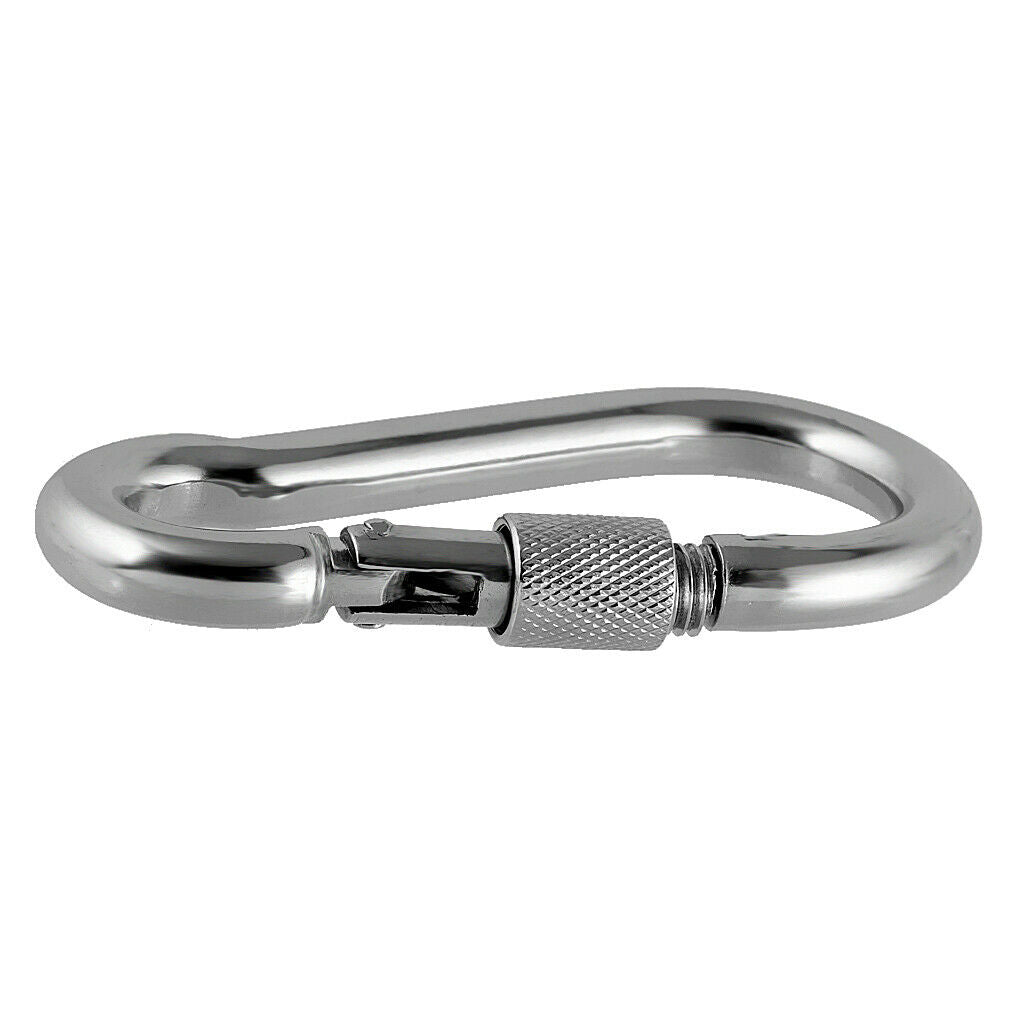 2x Stainless Steel Safety Snap Hook Carabiner / Thimble Eye Boat Shade Sail 10cm