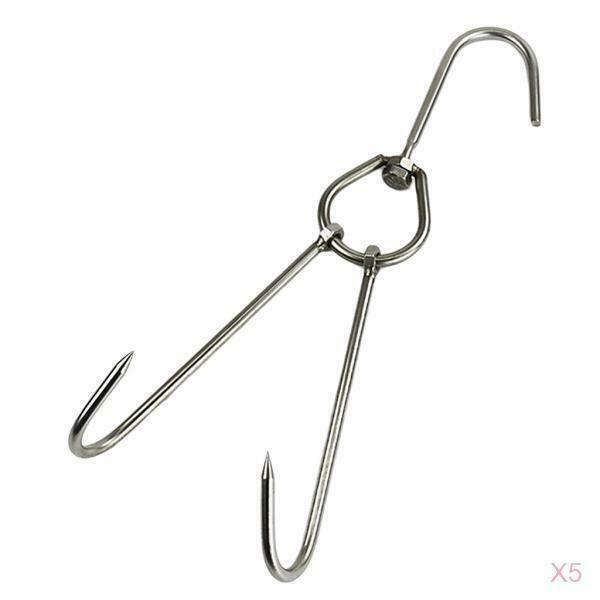 Set of 5 Stainless Steel Heavy Duty Hooks Chicken Processing BBQ Hook Tool
