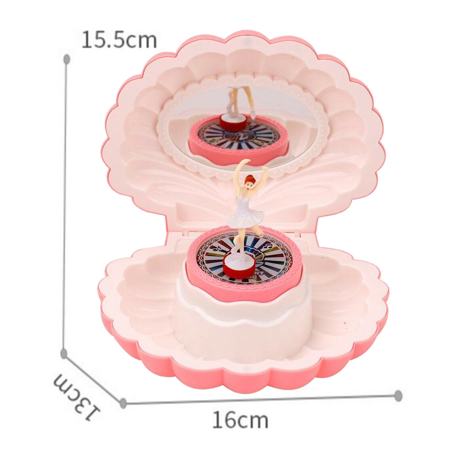 Ballarina Shell Music Box with Light Dancing Girl Music Box for Party Decor Pink